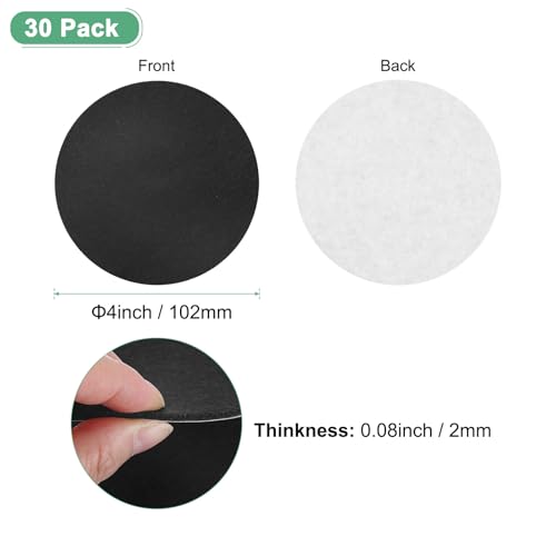 M METERXITY 30-Pack Lamp Base Felt, 4 Inch Dia. 2mm Thick Self Adhesive Round Fabric Felt Pads for Lamp/Furniture/DIY, Non-Slip Fiber Backed Patch Circles with Adhesive Backing [Black] - color: Black, size: 4" Dia