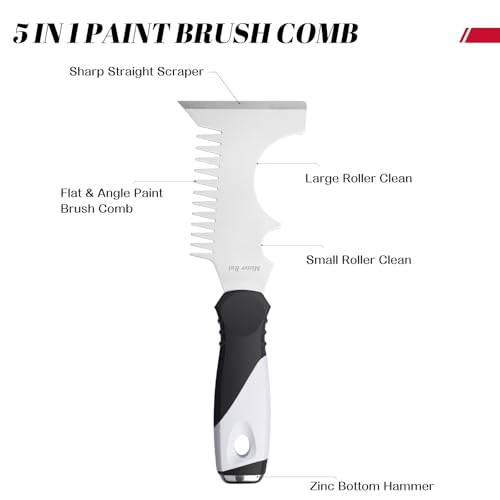 Mister Rui Angled Paint Brushes 3 Pieces Set, with Paint Brush Comb Cleaner - size: 3PCS, 2", 2.5", Paint Comb
