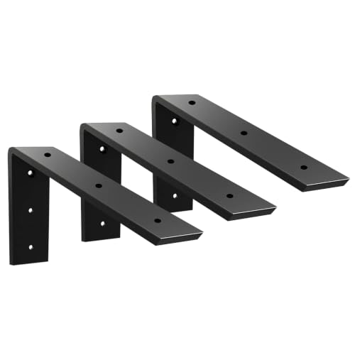 WINKER Countertop Support Bracket 3 Pack Heavy Duty 3/8" Thick Hidden L Shelf Bracket 10" x 6" x 2.5" Metal Corbels for Quartz/Granite/Wood/Concrete/Laminate Countertops, Black - size: 10″x6″x2.5″-3/8" thick, style: Black-3Pack