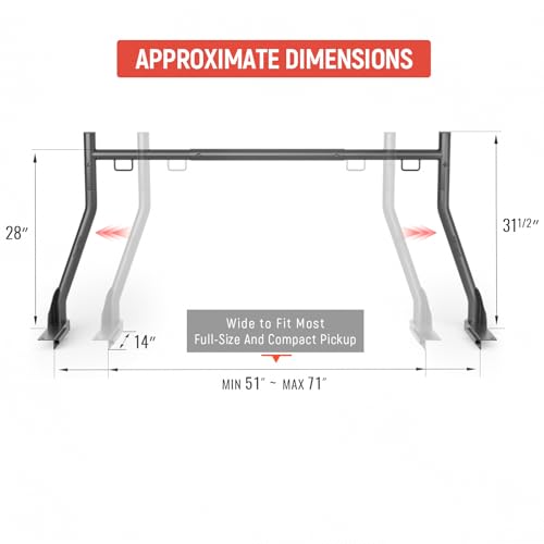 Model X31-J Truck Ladder Rack 800Ibs Capacity with (8) Non-Drilling Z-Clamps Extendable Steel Pick-Up Truck Bed Ladder Rack Two-bar Set - Black - style: Special Design( Z-Clamp-on) Non-Drilling