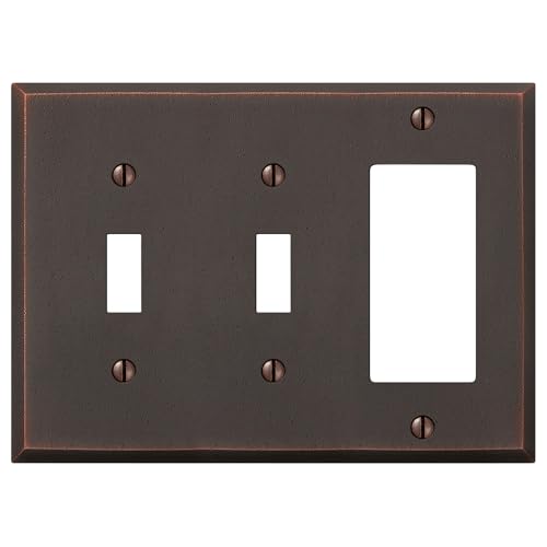 Amerelle Manhattan Double Toggle/Single Rocker Cast Metal Wallplate in Aged Bronze - size: 2 Toggle / 1 Rocker