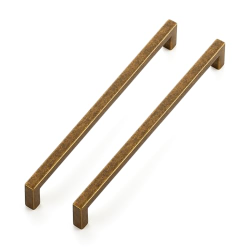 Ravinte Antique Brass Cabinet Handles Solid Cabinet Pulls 7-1/2 Inch 5 Pack | Zinc Alloy, Slim Square Bar Grip, Smooth Drawer Pull Feel, Kitchen Cabinet Update, For Cupboards, Dressers, Drawers, Hardware - color: Antique Brass, size: Flat Black 7-1/2'' Ho