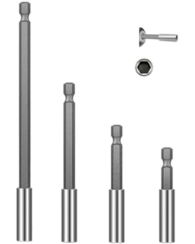 4 Pieces Drill Extension Bit Holder Set,1/4 Magnetic Hex Shank Screwdriver Drill Bit Extension Holder 63.5/75/100/150mm for Household Use, DIY, Repair Work, and More