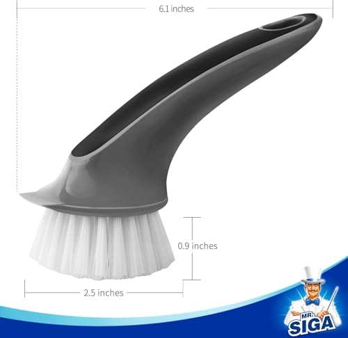 MR.SIGA Pot and Pan Cleaning Brush, Dish Brush for Kitchen, Gray, Pack of 2 - color: Black & Grey