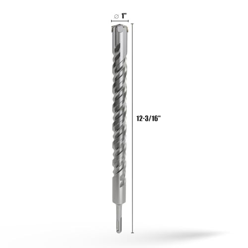 CSOOM SDS Plus Rotary Hammer Drill Bit 1"x12.2", Professional Concrete Drill Bit for Concrete, Brick, Stone and Cement Walls - size: 1"x12.2"