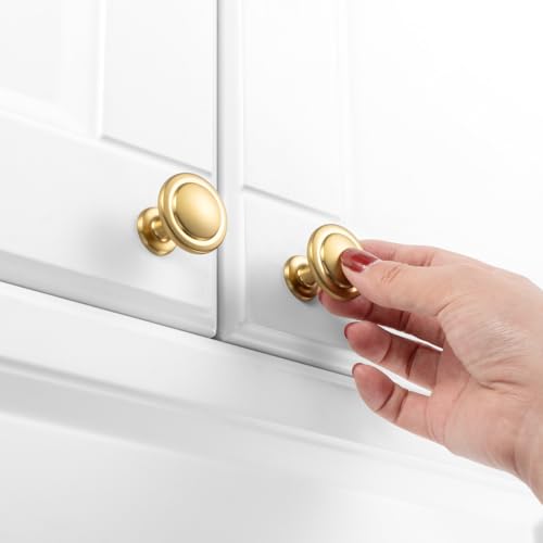 KOOFIZO 10 Pack Brushed Gold Cabinet Knobs Round Single Hole Pulls 1960 - color: Brushed Gold, size: Knob 1 - 10Pcs, style: Round