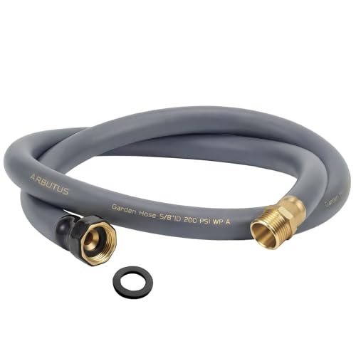 Garden Hose 5/8"x 5ft Brass Rubber Heavy Duty Water Hose 600 PSI Grey - color: Gray, size: 5FT