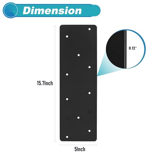 4 Pcs 15.7"x5"Straight Steel Flat Plate for Pergola - style: Straight Steel Flat Plate(16"x 5")