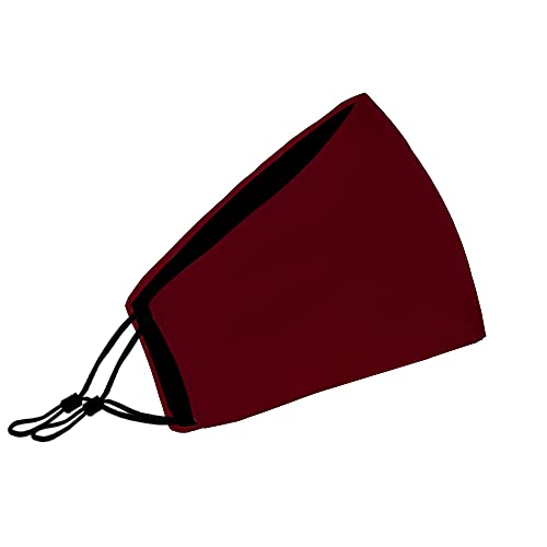 Washable Face Mask with Adjustable Ear Loops & Nose Wire - 3 Layers, Made in USA - color: Solid - Burgundy