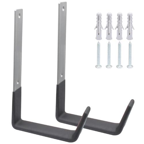 Bivethoi Heavy Duty Steel Hooks, 2 Pack | Garage Storage Utility Hooks, Garden Tool Organizer, Wall Mount, Small U Hooks