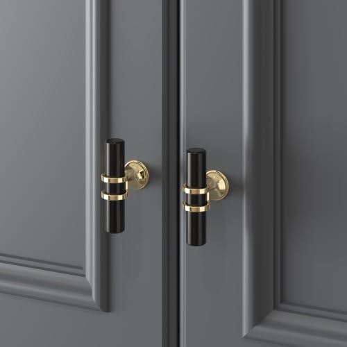 Haliwu 10Pack Black and Gold Cabinet Knobs | Solid Aluminum and Zinc Alloy, Single Hole, Kitchen Knobs for Drawer Dresser Hardware - color: Black&Gold, size: 2-inch (50mm) single hole