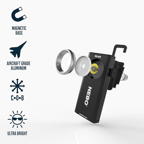 NEBO SLIM Pocket Flashlight | 500 Lumens, Rechargeable Mini EDC Work Light, Magnetic Base & Dimmable Brightness, Durable & Water Resistant, Includes Charging Cable — Black - style: 500 Lumens - Black