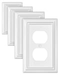 Switch Plates Outlet Covers, 4-Pack Metal Wall Plates, Pure White - color: Pure White, size: 1 Duplex 4PK
