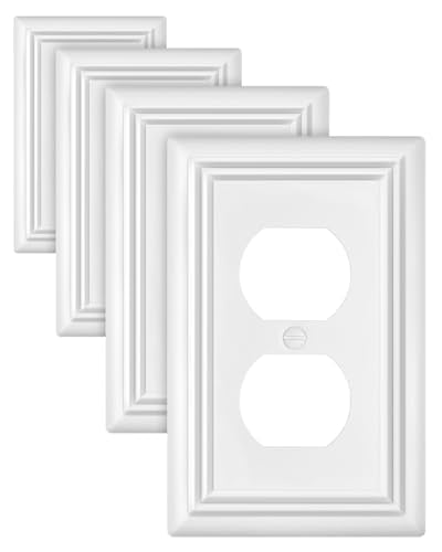 Switch Plates Outlet Covers, 4-Pack Metal Wall Plates, Pure White - color: Pure White, size: 1 Duplex 4PK