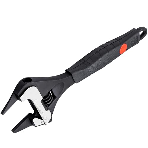 MAXPOWER 8-inch Slim Jaw Adjustable Wrench, Wide Jaw Opening Adjustable Wrench, Dual Scale with Metric and SAE Plumbing Wrenches, Soft Grip Handle - size: 8"
