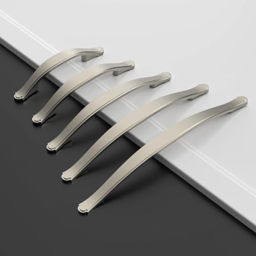 Amerdeco 10 Pack Brushed Satin Nickel Cabinet Pulls 3.75 Inch(96mm) Hole Center Drawer Pulls Cabinet Hardware Kitchen Cabinet Handles for Bathroom ZH0068 - color: Brushed Satin Nickel, size: 3.75"/96MM Hole Center