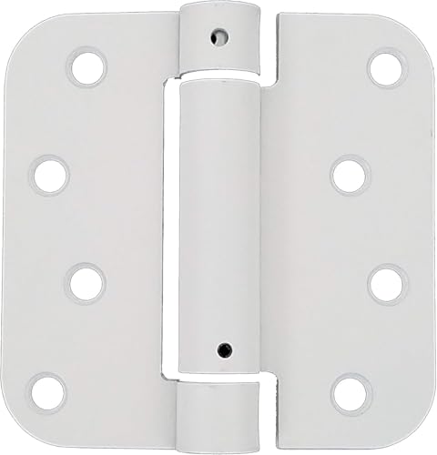 Self Closing Adjustable Spring Hinges White 4 Inch - 5/8 Radius 4-Pack - color: White Prime, size: 4" x 4" with 5/8" radius (Pack of 4)