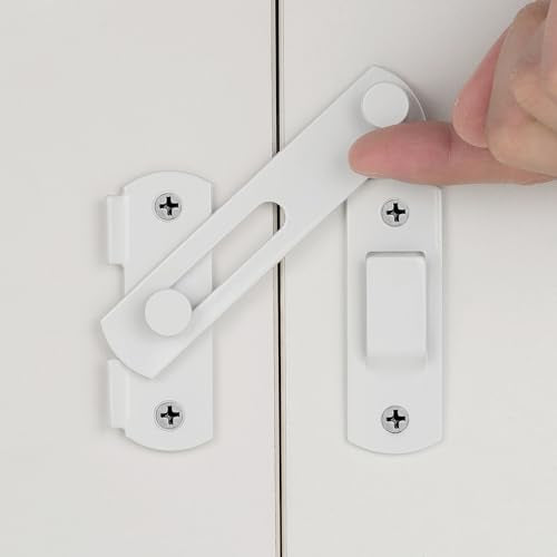 2 Packs White Stainless Steel Barn Door Latch Bi-fold Door Lock - color: White