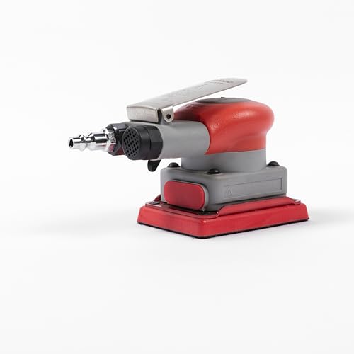 Pneumatic random orbital sander 3 x 4-inch light weight palm sander 1/8" (3 mm) diameter orbit 10000 RPM with extra backing pad 12pcs sandpaper - style: 3x4in Non-Vacuum