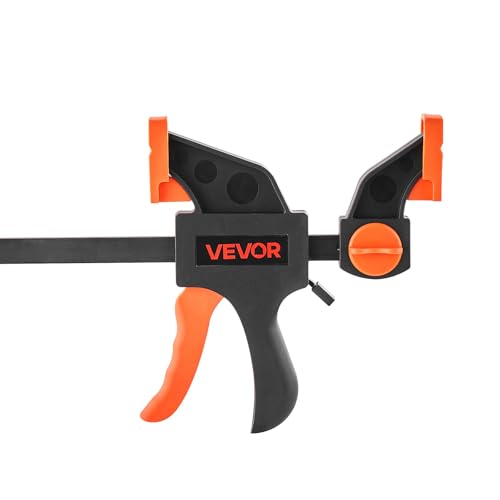 VEVOR Bar Clamps for Woodworking, 2-Pack 12 inch and 2-Pack 6 inch, One-Handed Clamp/Spreader, Quick-Grip F-Clamp with 154 lbs Load Limit, Premium Plastic and Steel, for Woodworking Metal working - size: 12"(4 Pack), style: Quick Grip