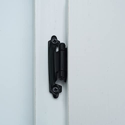 JQK 1/2 Inch Overlay Cabinet Door Hinges Black, 50 Pack 25 Pairs Flush Face Mount Cupboard Self-Closing Kitchen Cabinet Hinges, CH200-BK-P50 - color: Black, size: 50 pack/25 pairs