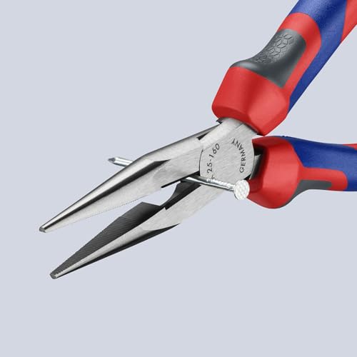KNIPEX - Long Nose Pliers w/Cutter, Multi-Component (25 02 160),6-1/4 inches - color: Multicolor, size: 6-1/4 inches, style: Classic