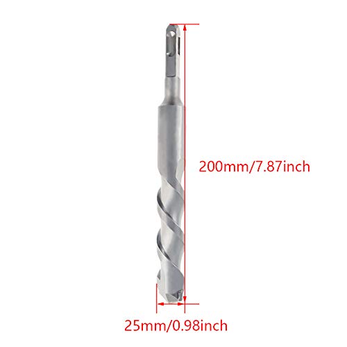 Utoolmart Masonry Drill Bit 25mm x 200mm Carbide Tipped Rotary Hammer Bit Square Shank for Impact Drill 1Pcs - size: Square handle 25*200