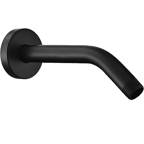 Shower Arm with Flange, 8 Inches Wall Mount Replacement Shower Head Arm For Fixed Shower Head and Handheld Showerhead, Matte Black - color: Matte Black, style: 8 Inch