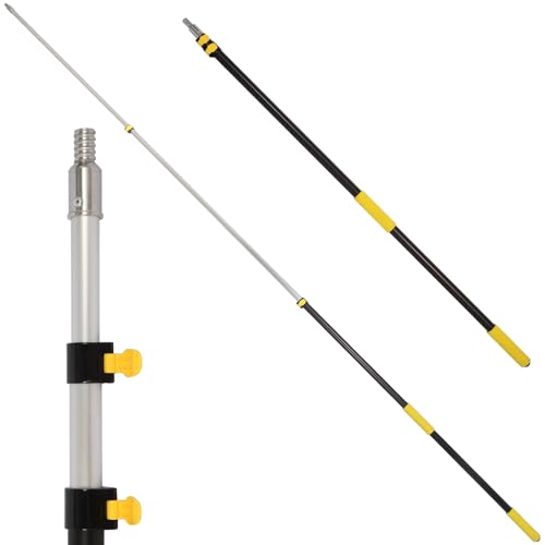 4.5–12 FT Telescoping Extension Pole, Lightweight Aluminum Extendable Pole for Painting, Dusting, Window Cleaning, Sturdy Paint Roller Pole with Foam Grip (Yellow) - size: 12 FT Yellow