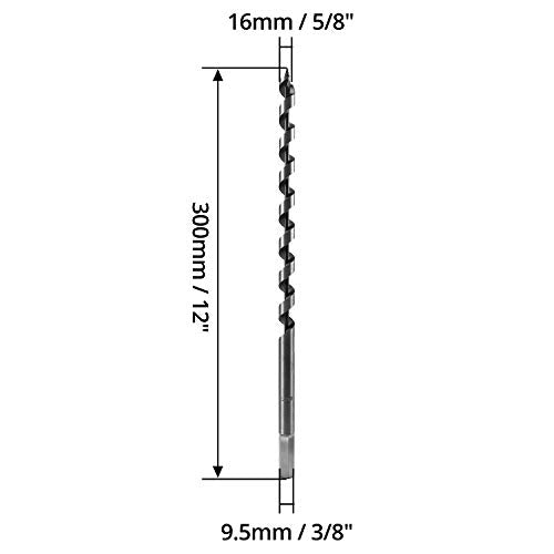 QWORK Auger Drill Bit for Wood, 5/8 Inch Diameter x 12 Inch Length, 3/8-Inch Hex Shank, Long Drill Bits - size: 5/8 x 12 inch