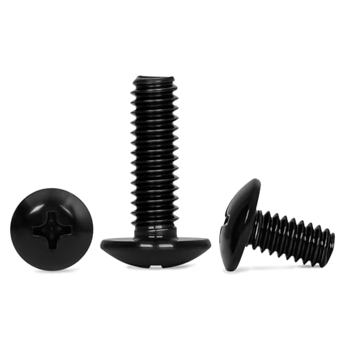 #8-32 x 1/2" Truss Head Machine Screws, Full Thread, 304 Stainless Steel Black Finish, 100 PCS - size: #8-32 x 1/2"