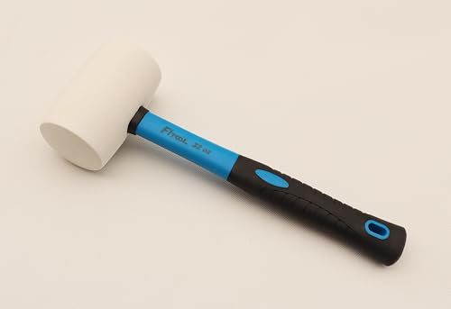 32-Ounces White Solid Rubber Mallet, Fiberglass Handle with Soft Rubber Grip, Total Weight 2.6LB, Non Marking Hammer (32oz) - size: 32oz