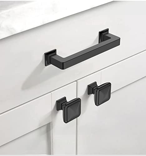 Asidrama 10 Pack 3.75 inch Matte Black Kitchen Cabinet Handles | Heavy-Duty Solid Zinc, 2 Screw Sizes, 3.75" Hole Center(96mm), Cupboards, Drawers, Dressers, Furniture, Hardware - color: Matte Black, size: 3.75" Hole Center(96mm)