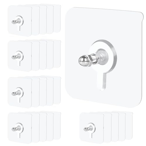 25 Pack Picture Hangers Without Nails,13 lbs Load Heavy Duty Adhesive Wall Hooks for Hanging(16mm),2 in 1 Reusable Waterproof and Oilproof Hooks for Kitchen, Bathroom, Home, Office - size: 25 Pack, style: 13 lbs(2.2*2.2in)