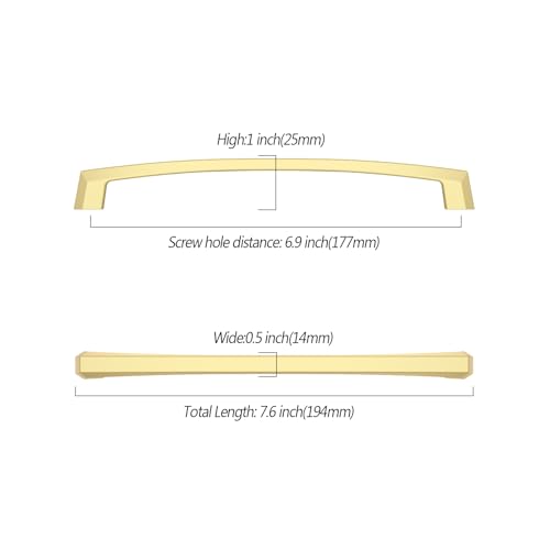 Asidrama 10 Pack 7 inch Brushed Gold Kitchen Cabinet Handles - color: Brushed Gold, size: 7" Hole Center(177mm)