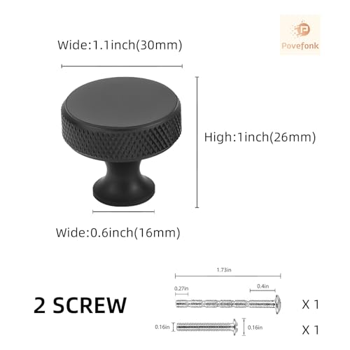 10 Pack Matte Black Kitchen Cabinet Knobs Knurled Cabinet Knobs Black Drawer Knobs Kitchen Cabinet Hardware Handles - color: Matte Black, size: Standard