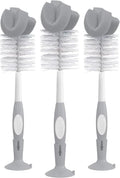 Dr. Brown's Reusable Sponge Baby Bottle Cleaning Brush Set with Suction Cup Stand,Scrubber and Nipple Cleaner,Gray,(Pack of 18) - color: Gray Bottle Brush, size: 18-Pack