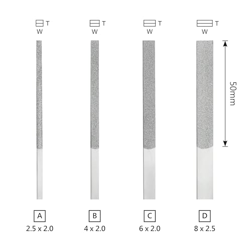 MIRACLE 12-Piece Tapered Diamond File Set – Grit 120/200 / 400 – Precision Hand Files with Color-Coded Handles for Metal, Wood, Glass, Plastic, Jewelry, and Nail Enhancements 6.69” Length