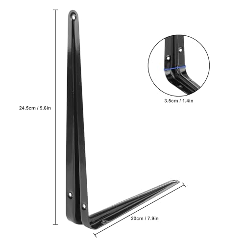 24 Pack 10" x 8" Heavy Duty Metal Shelf Brackets, Floating Shelf Bracket, L Brackets for Shelves, Perfect for 10 Inch Wide Wood Boards, Rustic Farmhouse Decorative Wall Mount Corner Brace - size: 24 Pack 10" x 8" Black