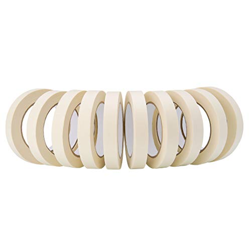 Lichamp Masking Tape 10 Pack General Purpose Beige White Color, 0.75 inch x 55 Yards x 10 Rolls (550 Total Yards), for Painting, Home, Office, School Stationery, Arts, Crafts etc. (3004) - size: 0.71 inch