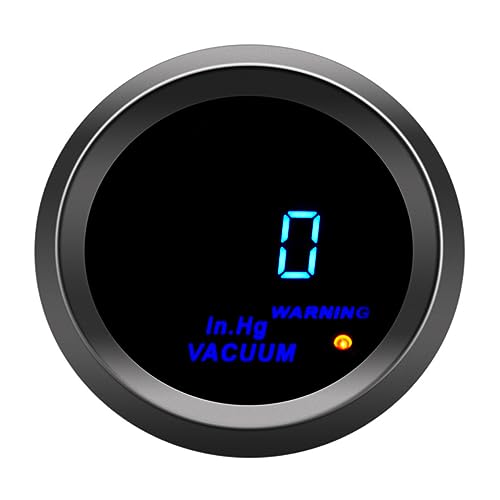 AUCELI Car Digital Vacuum Gauge, Universal Meter Kit, 2" 52mm & Blue LED Light Display - style: Vacuum Gauge