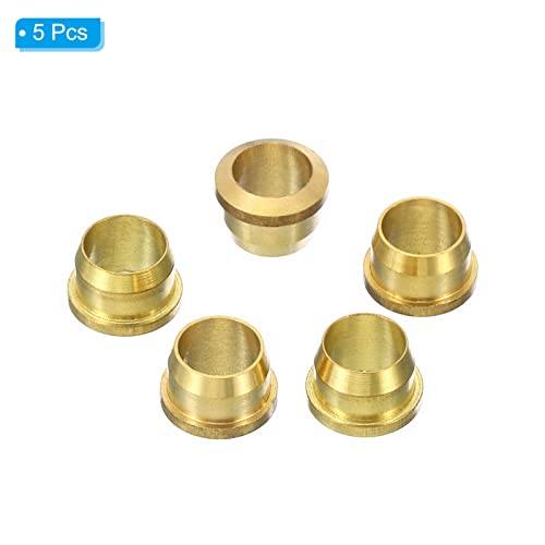 PATIKIL 6mm Tube OD Brass Compression Sleeves Ferrules 5 Pack Brass Compression Fitting Assortment Kit