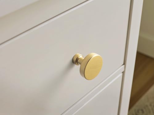 Goo-Ki 6 Pack Brushed Brass Cabinet Knobs Kitchen Drawer Knob Zinc Alloy Solid Hardware - Modern Single Hole/Screw Bar Cabinet Pulls Handles - color: Brushed Brass, size: 1.2 Inches