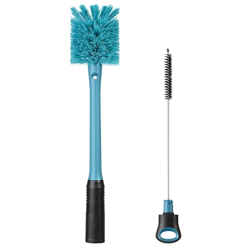 MOSOLAN 2-in-1 Bottle Brush and Straw Cleaner Brush, Smokey Blue, 1 Pack - color: Smokey Blue, size: 1 Count (Pack of 1)
