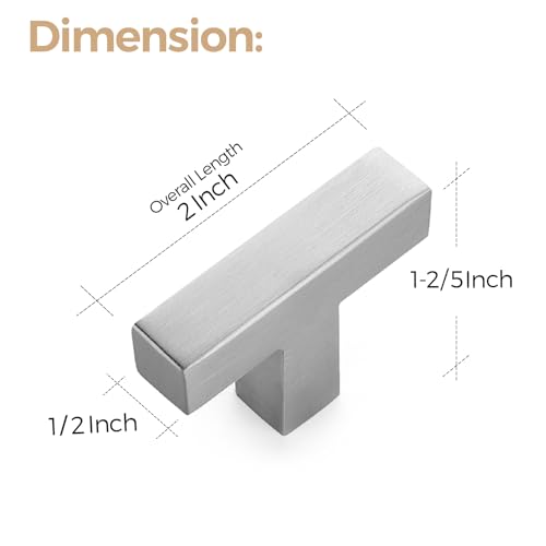 Ravinte Brushed Nickel Square Cabinet Handles & Pulls 2 Inch Length 10 Pack - size: single hole
