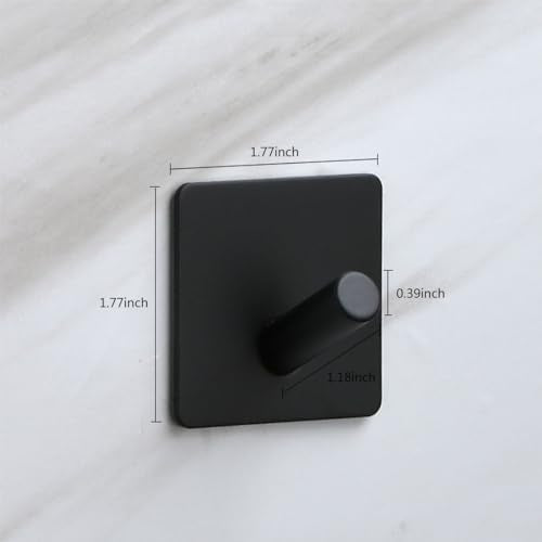 Adhesive Towel Hooks 6 Pack, Bath Towel Hooks, Adhesive Wall Hooks for Bathroom Coat Robe Kitchen, Stainless Steel self-Adhesive Hooks, Black - color: Cylinder