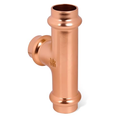(wdaisy 15 Pack) Copper Press Fittings Kit – 1/2 Inch Tee, Elbow & Coupling, Press Compatible Copper Plumbing Fittings, Lead-Free, for Potable Water - size: 1/2" Combo Kit - 15P