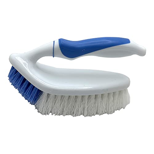 Rocky Mountain Goods Scrub Brush with Iron Handle - All Purpose Scrub Brush for Cleaning Shower, Bathroom, Floor, Tile, Grout, Decks, and Concrete - Pointed Head for Cleaning Corners - Heavy Duty