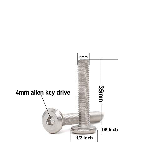 10pcs M6 x 35mm Rivet Countersunk Socket Cap Allen Bolts Rivet Screws Furniture Connecting 304 Stainless Steel - size: 10pcs M6 x 35mm