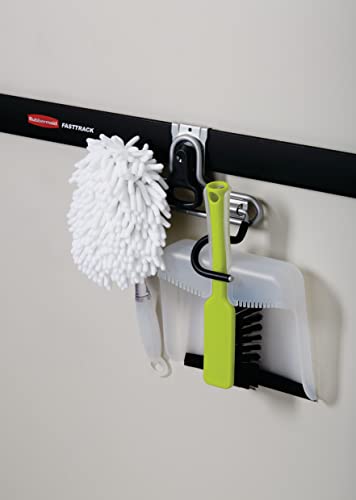 Rubbermaid FastTrack 2-Handle Hook (S Hook) Mounted Garage Storage and Space Saving Organization System Metallic Powder-Coated Steeel for Rakes/Brooms/Toys/Ladders - style: Double-Handle Hook